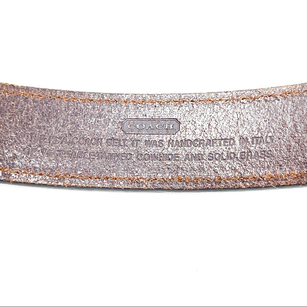 Coach Brown Leather Brass Buckle Classic Dress Fashion Italian Belt Stitching 30 - Picture 9 of 12